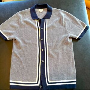 J Crew heritage cotton sweater polo in Navy/White